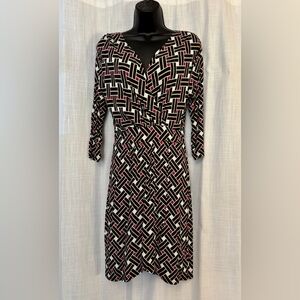 Geometric Faux Wrap Dress